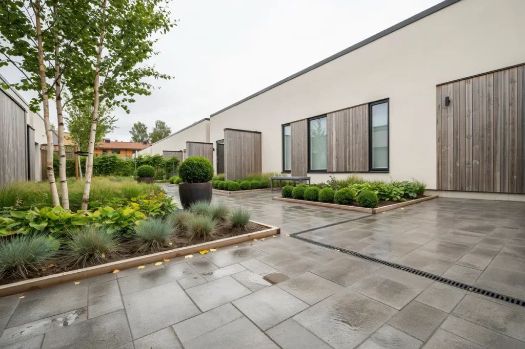 innerg rdsrenovering med f rb ttrad dr nering och nya planteringar i lindholmen vallentuna