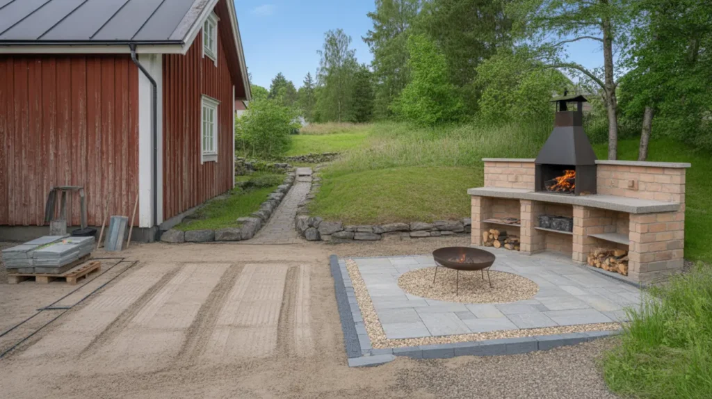 stenl ggning f r utek k och grillplats r tt underlag och brandskydd lagom till midsommar